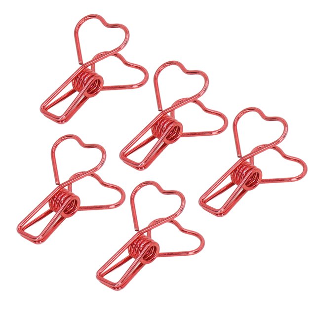 Binder Clips, Strong Clamping Force Heart Shape Hollow Small Binder Clips for Office Documents 100Pcs