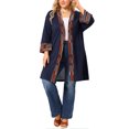 thumbnail image 2 of GRACE & GRANDEUR Women's Plus Size Fall Kimono Boho Open Front Midi Cardigan, 2 of 6