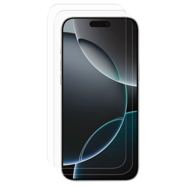 Onn. 2-Pack iPhone 16 Pro Max Premium Japanese Tempered Glass Screen Protector with Easy Application Tray