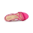 thumbnail image 4 of BLISSFUL STEP Women's Solid Color Strappy Slingback Block High Heels Sandals Hot Pink 7, 4 of 7