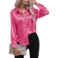 thumbnail image 1 of Innerwin Shirts Long Sleeve Ladies Tunic Tops Office Button Down Soft Blouse Rose Red L, 1 of 5