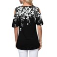 thumbnail image 3 of DYMADE Women Round Neck Off Shoulder Short Sleeve Floral Casual Top, 3 of 3