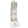 thumbnail image 1 of Costway 3-in-1 Hall Tree wirh Bench Storage Adjustable Shelves Hanging Hooks for Entryway White, 1 of 10