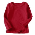 thumbnail image 1 of DPTALR Toddler Kids Boys Girls Shirts Solid Color Round Neck Long Sleeve Top, 1 of 4