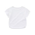 thumbnail image 2 of Cethrio Hauts à Manches Courtes pour Filles, T-Shirts d'Été en Coton Col Rond Blanc Taille 6-7 T, 2 of 7