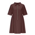 thumbnail image 4 of Weiqiqre Robes Décontractées pour Femmes à Fermeture Éclair, Manches Courtes Style Cap, Col en V, Robes Midi Décontractées Fluides avec Poches, 4 of 6