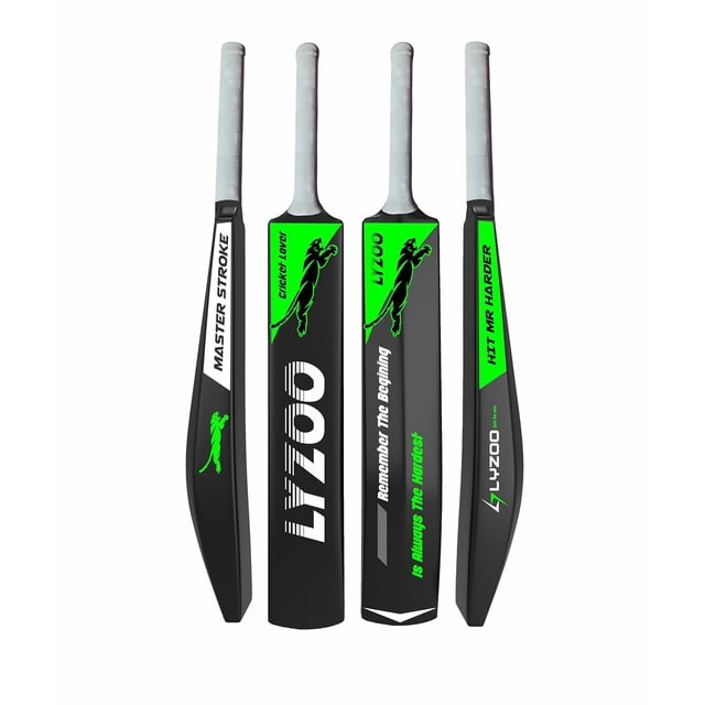 Lyzoo Bâton de Cricket en Plastique Rigide en PVC Robuste, Format Régulier, pour Adultes 1+ / Noir et Vert