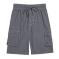 thumbnail image 3 of BADHUB Shorts Cargo à Cordon pour Hommes Taille Élastique Extensible Shorts de Travail Décontractés Ripstop Couleur Unie Shorts de Randonnée Gris Foncé 28, 3 of 7