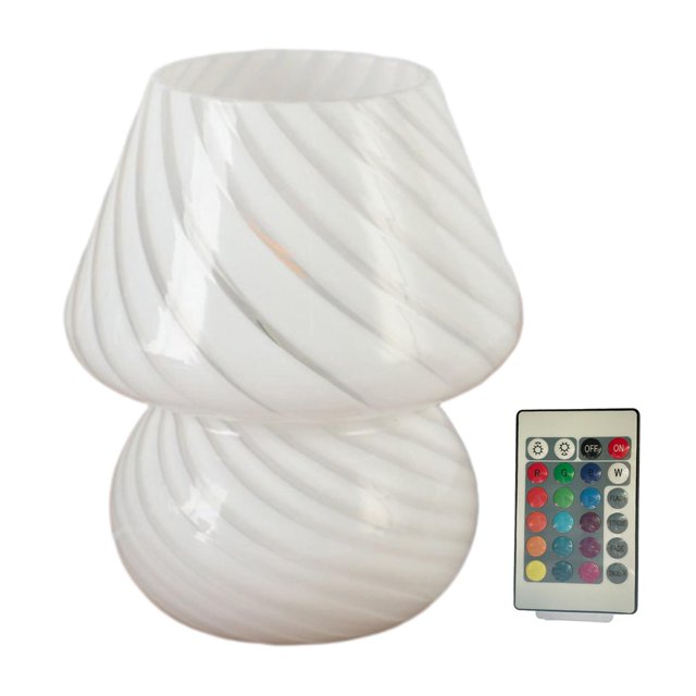 DOLITY Table Lamp, USB Bedside Lamps, Small Glass Nightstand Lamp Perfect for Bedroom, RC 16 Colors