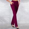 thumbnail image 2 of TIMIFIS Pantalon Évasé Noir pour Femme Mode Décontractée Tempérament Couleur Unie Tricoté Micro Pull Coupe Ajustée Pantalon Évasé, 2 of 5