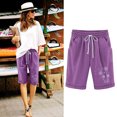 thumbnail image 2 of Plebaso Womens Casual Shorts Knee Length Rull up Printed Shorts Straight Summer Short Pants with Pockets, 2 of 3