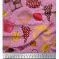 thumbnail image 1 of Pomme Coton Tissu Cambré Champignon, Raisins & Frais Tissus Imprime par Yard 56 Pouces de Large, 1 of 3