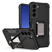 Supersield Samsung S21 FE Case Defender Fitted Hard Shell Ring Holder Stad Cover Case for Galaxy S21 FE - Black