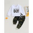 thumbnail image 2 of Faithtur Baby Boys Pants Set, Long Sleeve Crew Neck Letters Print Sweatshirt with Solid/Camouflage Sweatpants Infant Clothes, 2 of 9