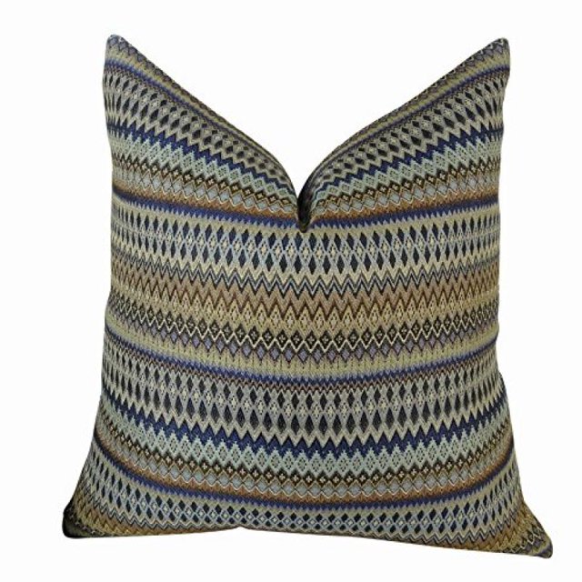 Plutus Oreiller Fait Main Zigzag Indigo, (20 Pouces x 20 Pouces)