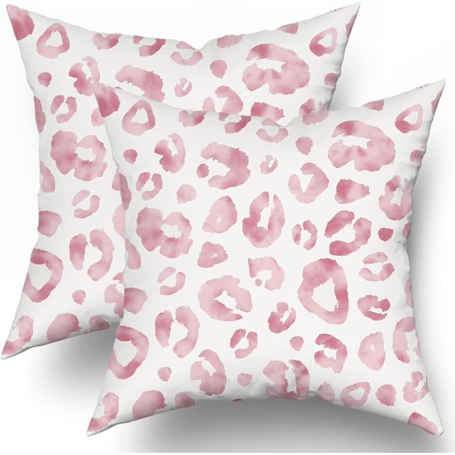 Pink Grey Leopard Print Pillow Covers 20X20 Inch Watercolor Gray White Cheetah Preppy Pillow Cases Animal Square Throw Pillow Case Set of 2 Home Decor for Sofa Living Room Bedroom Bed Cushion