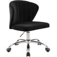thumbnail image 1 of Meridian Furniture Finley Chaise de Bureau Pivotante Réglable en Velours Noir et Chrome, 1 of 6