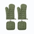 thumbnail image 2 of Oven Mitts and Pot Holders Set with Heart Pattern, Cotton Heat Resistant Kitchen Gloves for Baking, Cooking and Grilling, 2 of 7