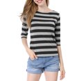 thumbnail image 2 of INSPIRE CHIC T-Shirt Décontracté Imprimé pour Femmes à Manches au Coude et Col Rond, 2 of 7