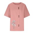 thumbnail image 3 of Birdeem Womens Fashion Summer Round Neck Leisure Short Sleeve Printed Buttons Tops, 3 of 7