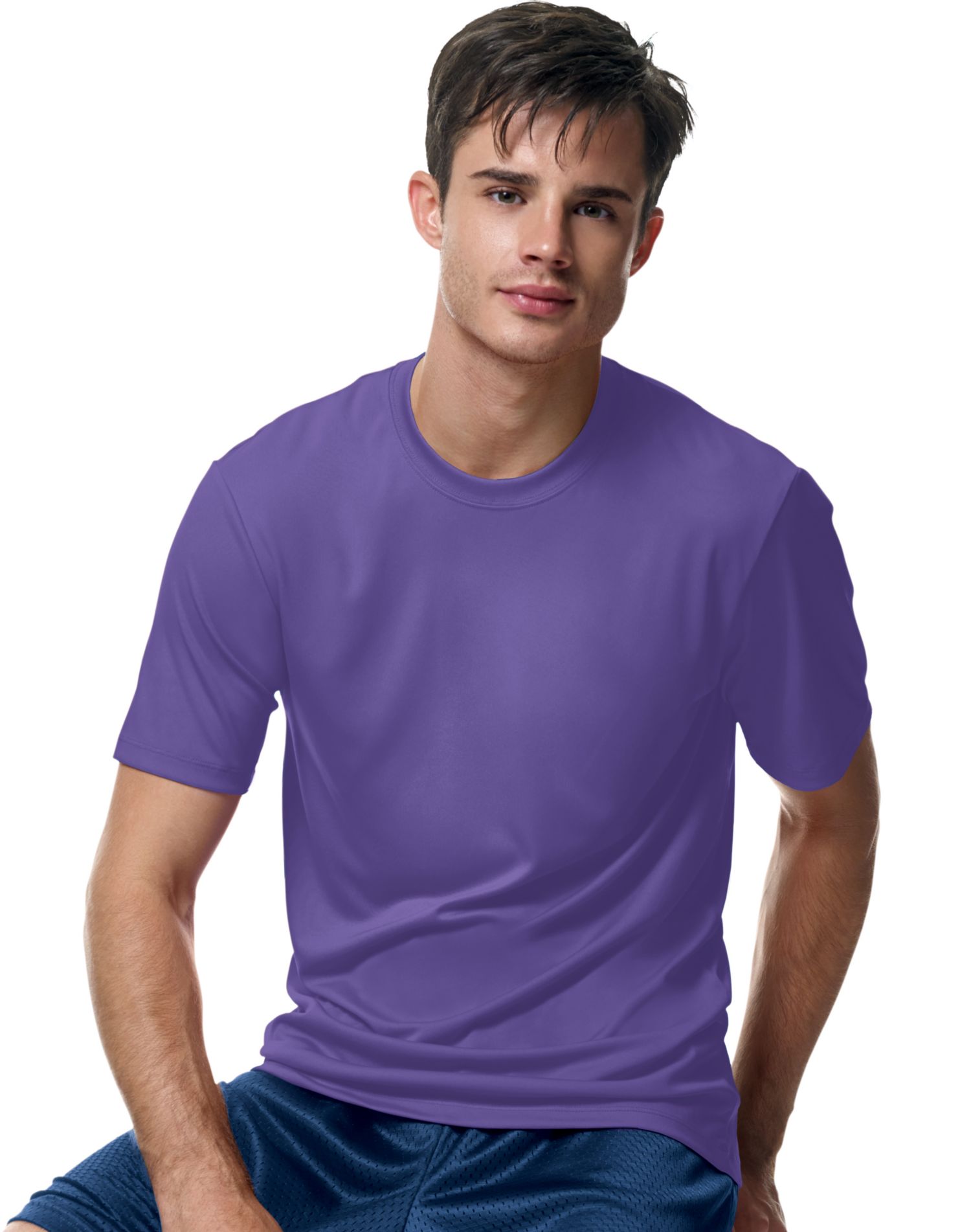 Hanes T-Shirt pour Homme Cool DRI Sans Étiquette, L, Violet