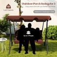 thumbnail image 4 of Costway Patio 3 Seats Canopy Swing Glider Hammock Steel Frame Cushioned Backyard Coffee, 4 of 10