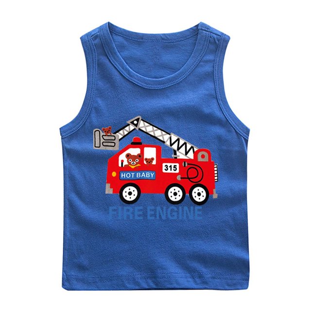 RXIRUCGD 2025 Vêtements d'Été pour Enfants Chemise de Base à Col Rond Sans Manches pour Garçons