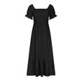 thumbnail image 4 of SMihono Robe Bohème d'Été pour Femmes Grande Taille Mode Décontractée d'Été Col Carré Uni Manches Courtes Femmes Robe pour Femmes Longues Robes, 4 of 8