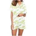 thumbnail image 1 of Jamicy Pyjama Mignon Femme Mode Décontractée Imprimé T-Shirt à Manches Courtes à Col à Revers avec Short Ample Confortable Ensemble de Pyjama pour la Maison, 1 of 3