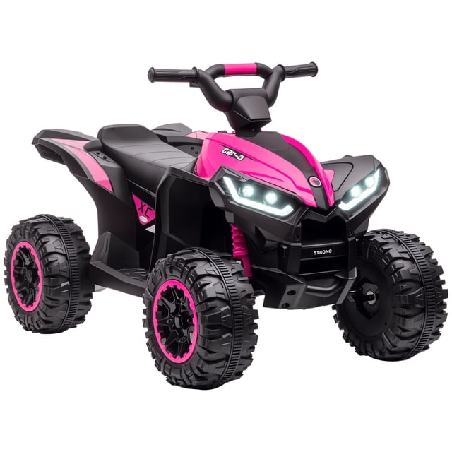 Aosom 12V Kids ATV with Music, Headlights, High & Low Speed, Pink