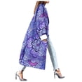 thumbnail image 2 of Femmes Couleur Bloc Imprimé Trench-Coat Double Face Veste en Laine, 2 of 3
