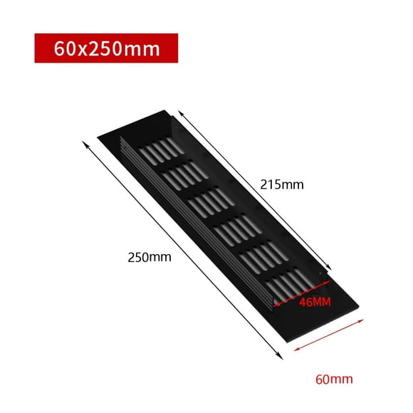 Grille de Ventilation Évent d'Armoire en Aluminium Noir Rectangulaire Décoration Couvercle Trou Bouchon Garde-Robes Cupboar Grille de Ventilation
