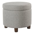 thumbnail image 1 of HomePop Pouf de Rangement Rond Transitionnel en Bois et Tissu, Gris Pâle, 1 of 8