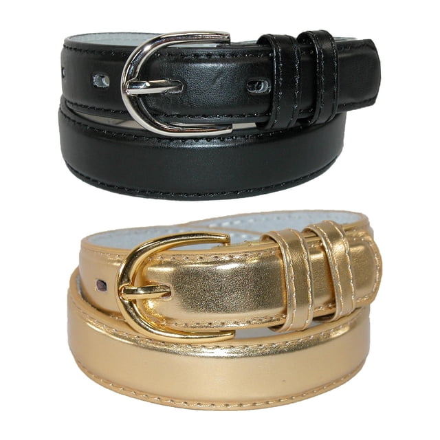 CTM® Ceinture Habillée en Cuir de Base pour Enfant (Lot de 2 Couleurs)