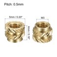 thumbnail image 2 of Uxcell 60 Pcs M3 x 4mm L x 5mm OD Uxcell Knurled Insert Nut Female Thread Brass Embedding Nut, 2 of 5
