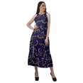 thumbnail image 2 of Moomaya Rayon Printed Halter Neck Dress Womens Front Slit Long Maxi Party Dress, 2 of 4