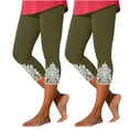 thumbnail image 1 of Timegard Leggings Capri 2 Pcs pour Femmes en Dentelle Taille Élastique Confortables Ajustés Pantalons Courts Décontractés Bas Pantalons, 1 of 6