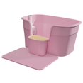 thumbnail image 1 of Pet Litter Tray Semi Enclosed Cat Litter Box Splashproof High Sided Large Kitten Pink w Pedal Board, 1 of 9