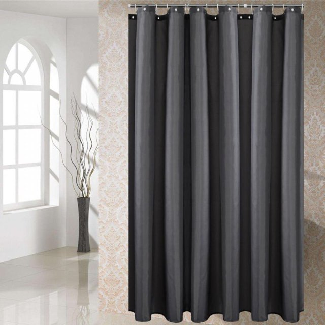 Polyester Fabric Pure Color Shower Curtain Hotel Quality Machine Washable Waterproof Shower Curtain Liner With Hooks