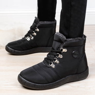 EGNMCR Women Bottes de Neige d'Hiver pour Femmes, Bottes d'Hiver pour Femmes Grande Taille Isolation Extérieur Bottes de Neige pour Femmes Bout Rond Chaussures à Enfiler Bottes Décontractées à Fermeture Éclair Shoes