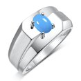 thumbnail image 2 of RYLOS Men's Rings 14K White Gold Ring Classic Solitaire 7X5MM Oval Shape Gemstone Designer Band Turquoise December Birthstone Rings For Men Size 12, 2 of 5