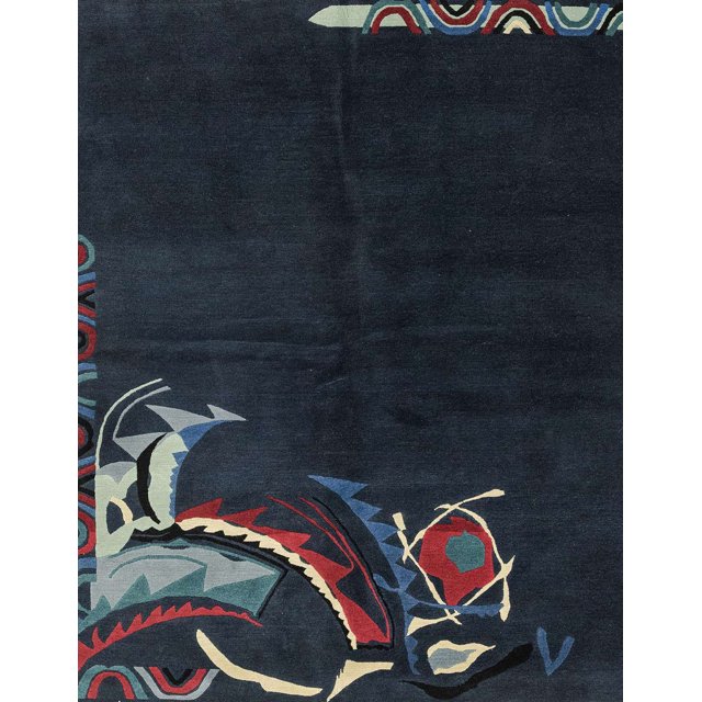 Ahgly Company Indoor Rectangle Abstract Blue Moss Green Oriental Area Rugs, 5' x 8'