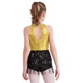 thumbnail image 2 of Jizyo Robe de Danse Latine Sans Manches à Paillettes pour Filles, Costume de Fête Jazz Performance Jaune 12, 2 of 7