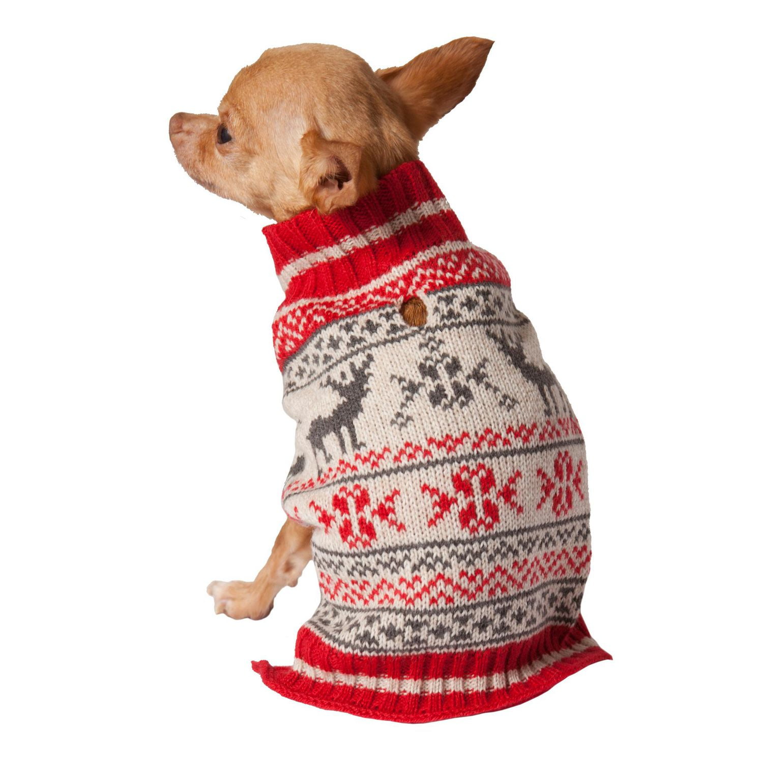 Holiday Time Pull pour chien rouge Moose Fair Isle