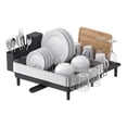 thumbnail image 3 of SONGMICS Dish Drying Rack, Expandable Dish Dryer for Kitchen Counter, Stainless Steel Dish Rack with Rotatable Spout, Utensil, Cup, Glass, Cutting Board and Pan Holders, Silver and Black, 3 of 8