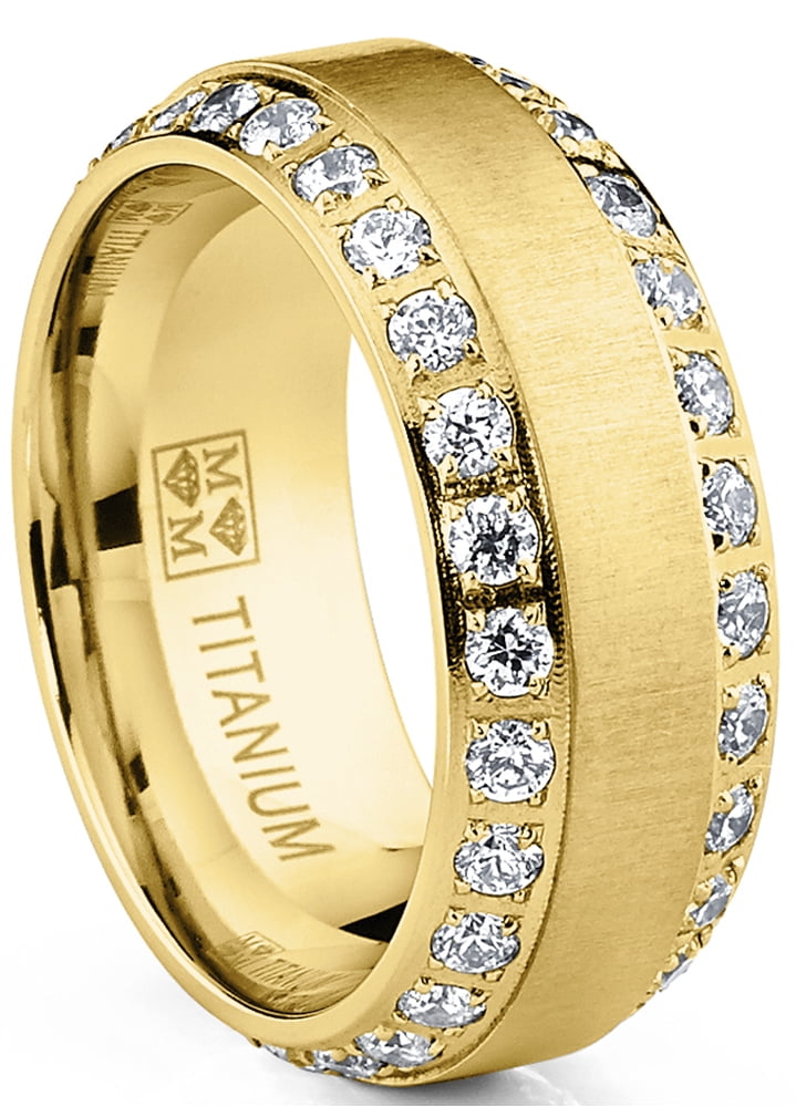 Bague Alliance pour Homme en Titane 1,75 Carat 8 mm Ton Or