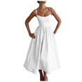 thumbnail image 2 of Robes pour Femmes Sans Manches Longue à Bretelles Couleur Unie Dos Nu Robe Maxi à Bretelles Blanche L, 2 of 5