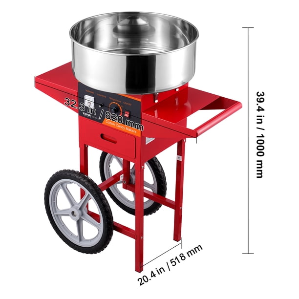 VEVOR Commercial Cotton Candy Machine with Cart Sugar Floss Maker