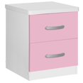 thumbnail image 1 of Pemberly Row Contemporary Faux Wood 2 Drawer Nightstand in Pink & White, 1 of 7