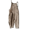 thumbnail image 1 of Combinaison d'Été Sans Manches à Rayures pour Femmes en Lin de Coton, Poche Baggy, 1 of 7
